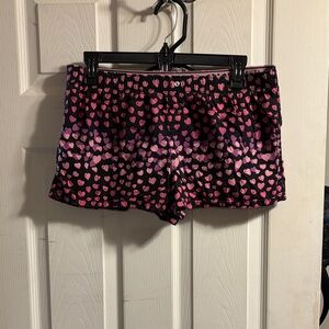Aeropostale Black Pajama Shorts with Pink Heart Print
